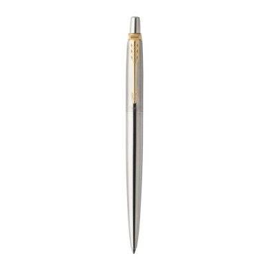 Limited Edition Parker Jotter Medium Nib Ballpoint Pen (Stainless Steel with Gold Trim)(Blue Ink) - picture