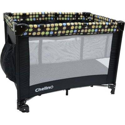 Chelino Lilo Camp Cot With Bassinette - Black Dots