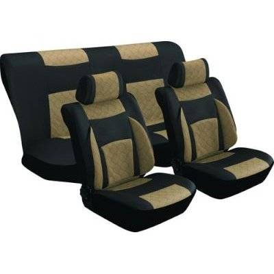 Stingray Majestic Quilted Car Seat Cover Set (8 Piece) (Black/Taupe)