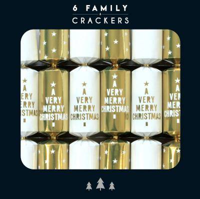 Family Gold Christmas Wishes Christmas Crackers (12 Pack)