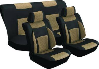 Stingray Majestic Quilted Car Seat Cover Set (8 Piece) (Black/Taupe)