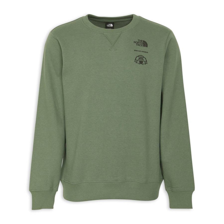 The North Face Outdoor Graphic Cotton Crew Neck Regular Fit Green Sweater