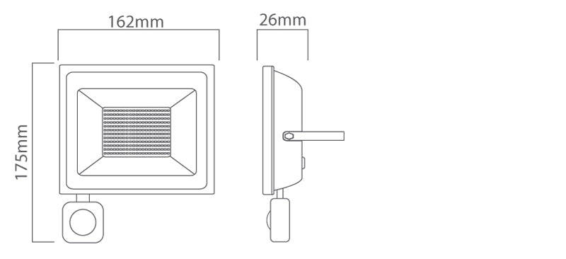 EUROLUX 20W 4000K LED Floodlight With Sensor, Black