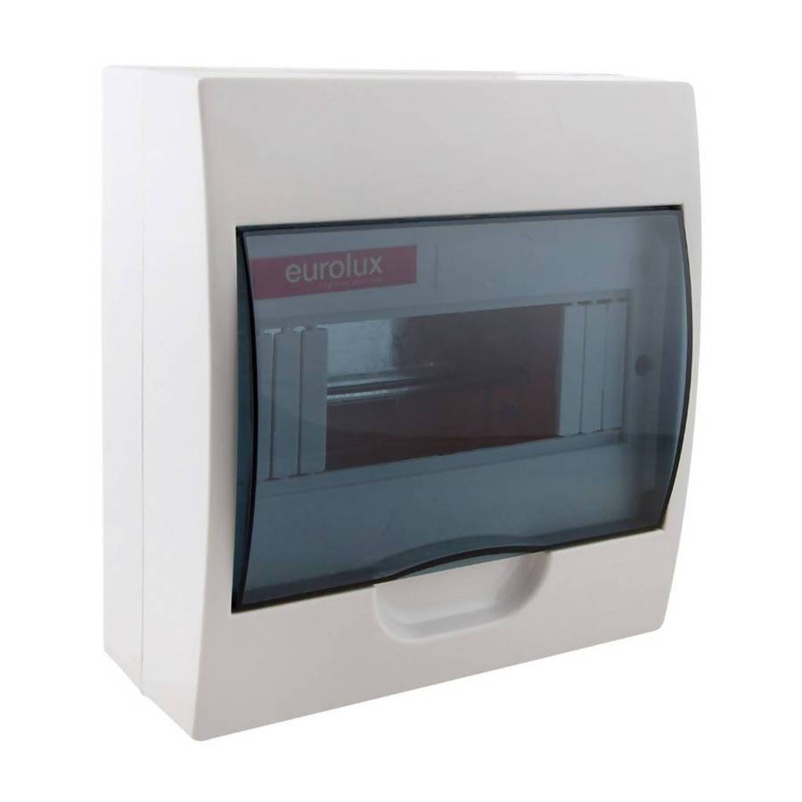 EUROLUX 8 Way Din Rail Distribution Board, Plastic, Surface Mounted