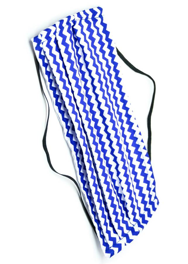 Zig Zag Washable Protective Face Mask - Zig Zag Blue / Around Head