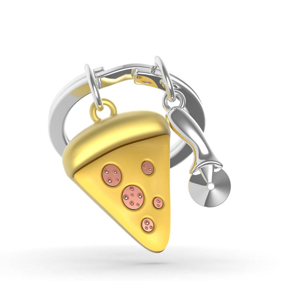 Premium 3D Metal Keyring - Pizza