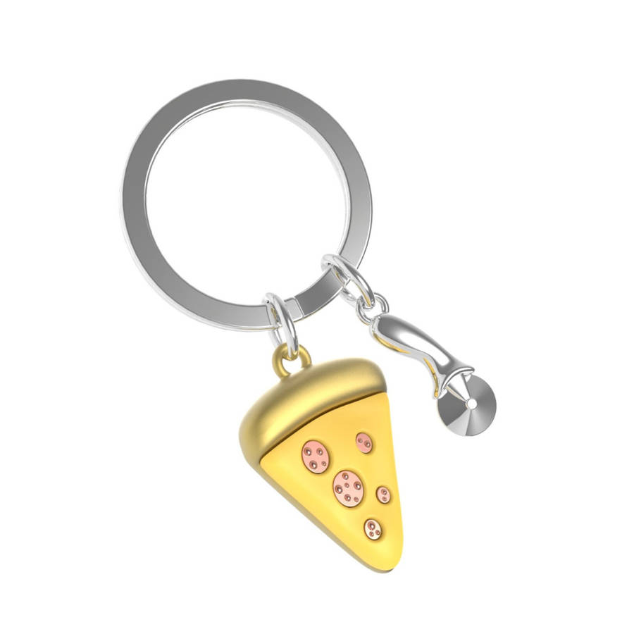 Premium 3D Metal Keyring - Pizza