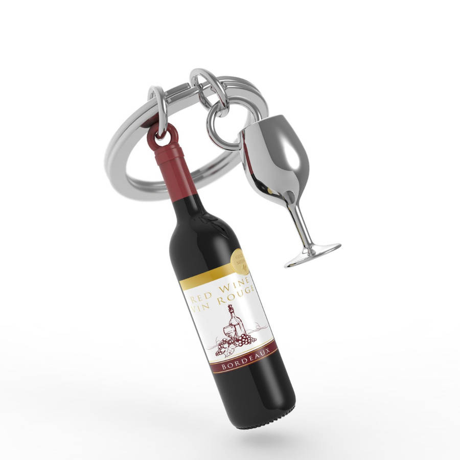Premium 3D Metal Keyring - Wine Lover