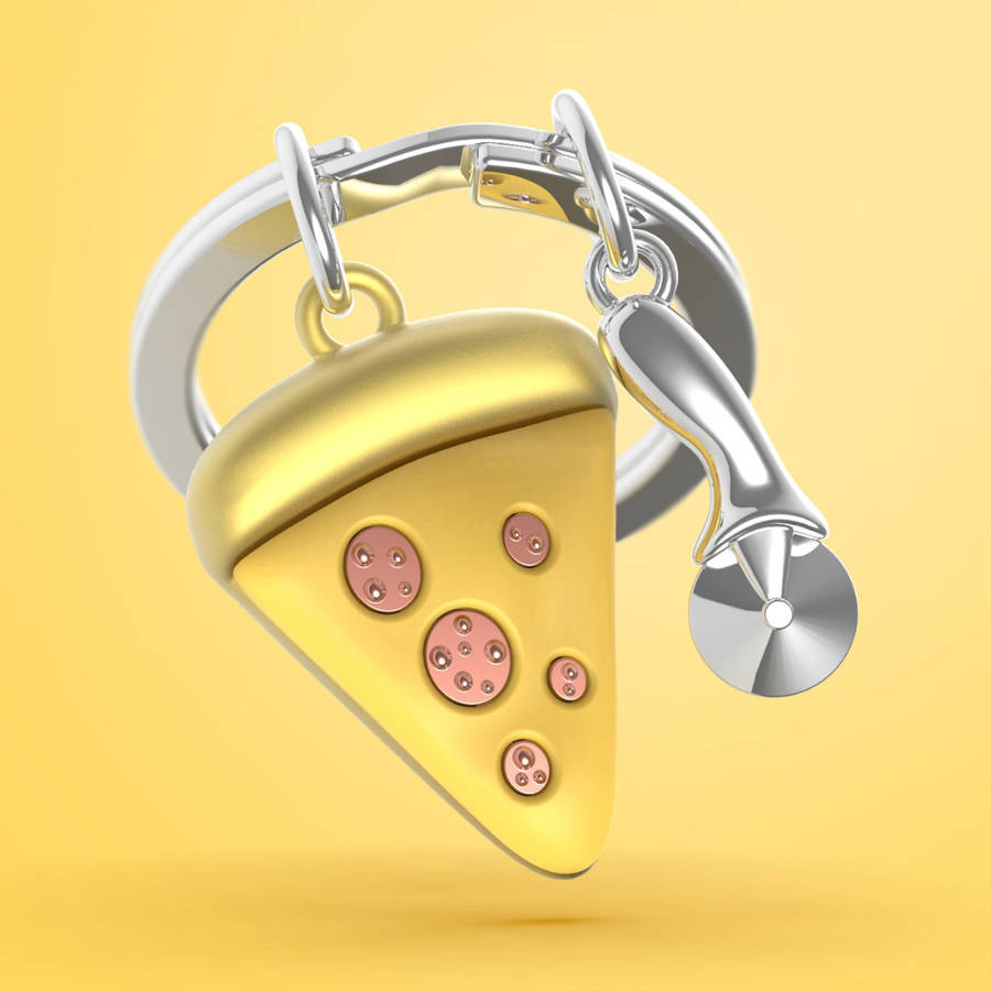 Premium 3D Metal Keyring - Pizza