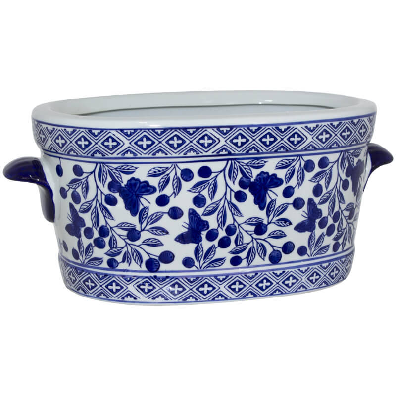 Ceramic Blue Olive Oval Planter