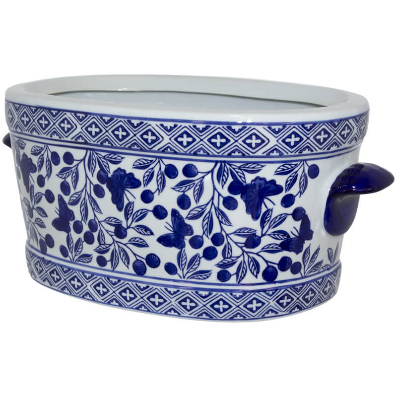 Ceramic Blue Olive Oval Planter