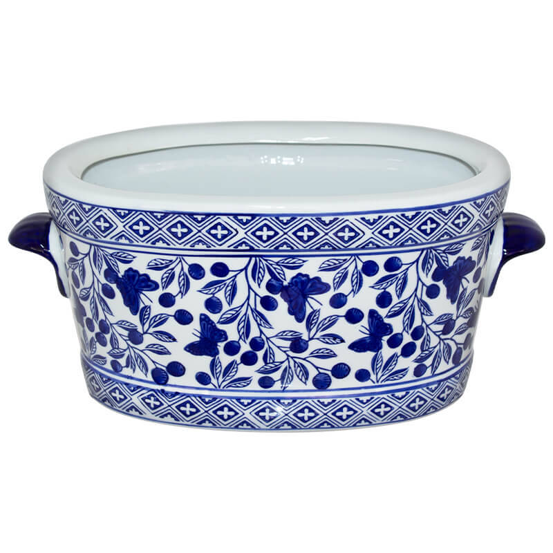 Ceramic Blue Olive Oval Planter