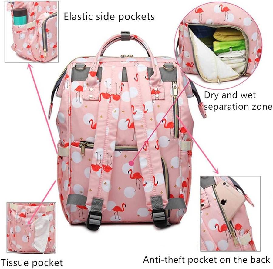 Flamingo Baby Diaper Backpack Bag