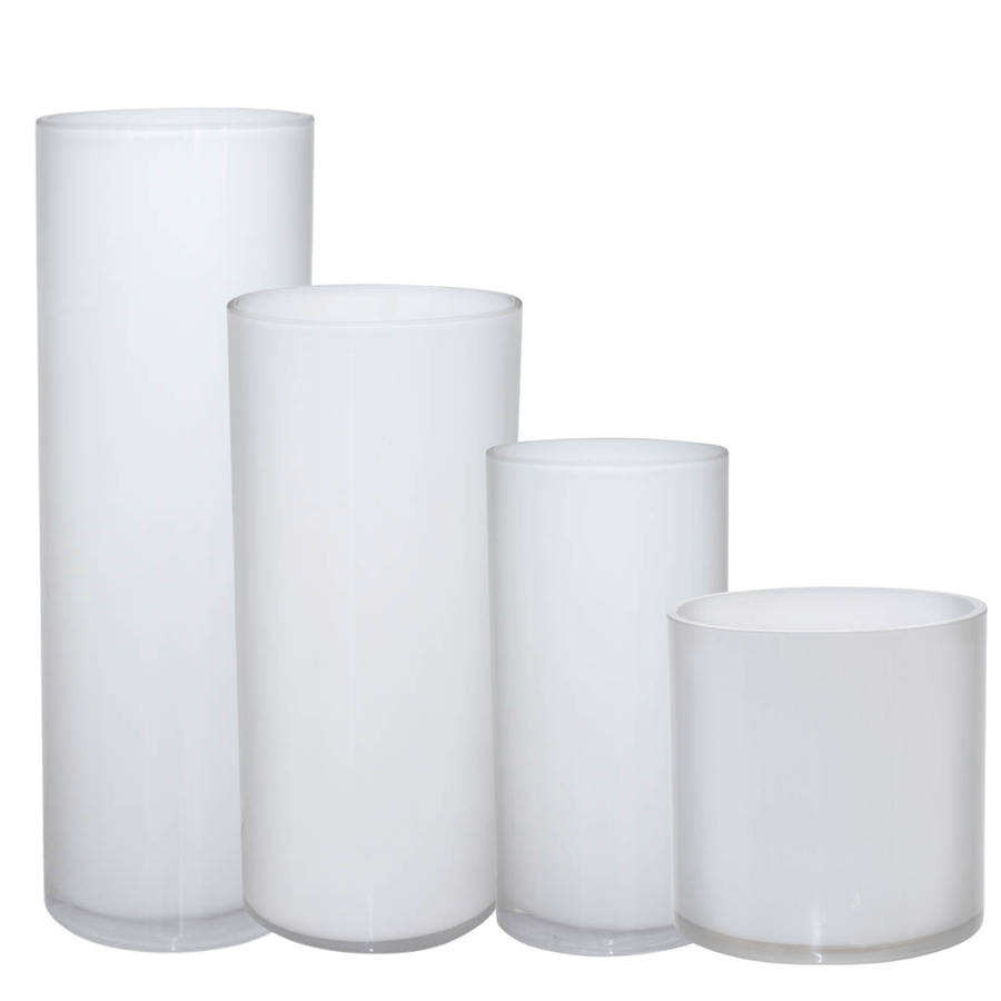 Glass Cylinder Vase - White