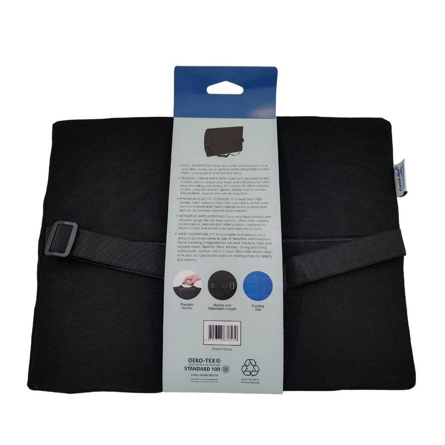 Memory Foam Lower Back Cushion with Cooling Gel