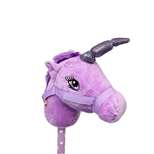 Plush Unicorn Head On A Stick Hobby Horse with sounds