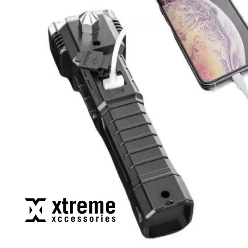 Super Bright LED Torch with Safety Hammer and Strong Magnet Side Light
