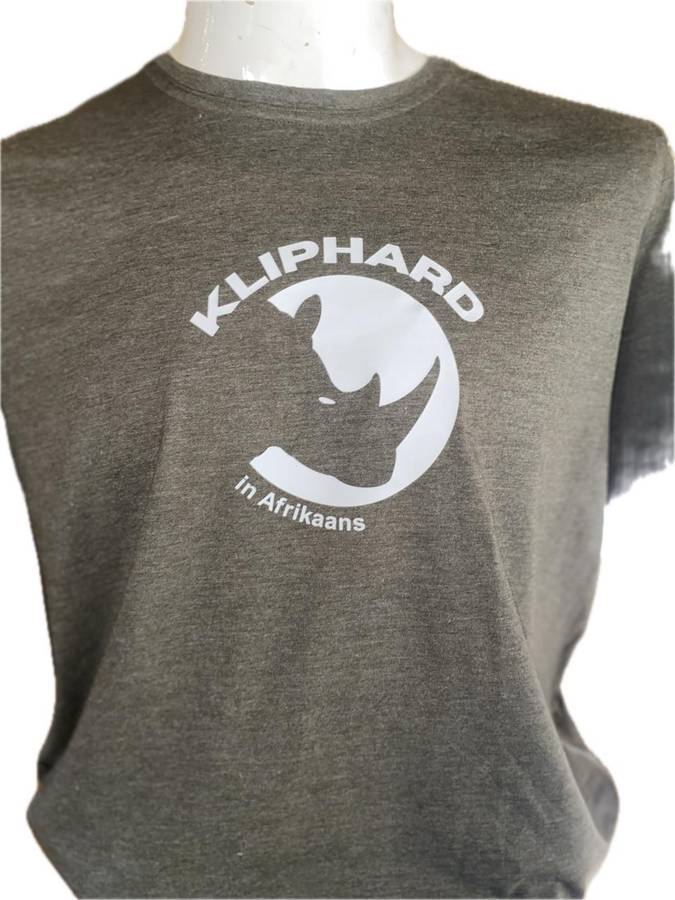 Kliphard in Afrikaans Mans T-hemp met Renoster