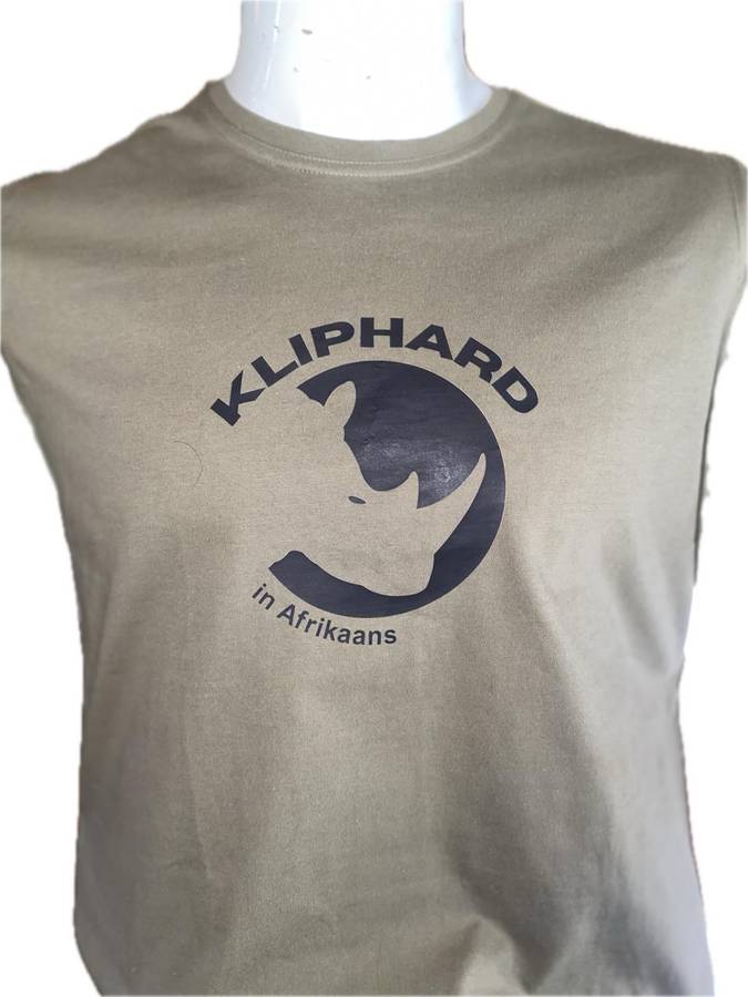 Kliphard in Afrikaans Mans T-hemp met Renoster