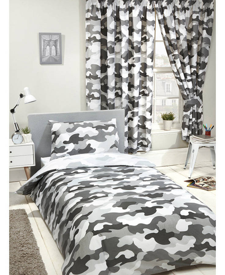 Grey Army Camouflage Reversible Duvet Cover - Army Bedding - Single