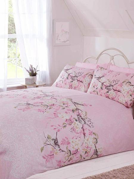 Eloise Floral Duvet Cover Set  Pink - Floral / Flowers Bedding - Double