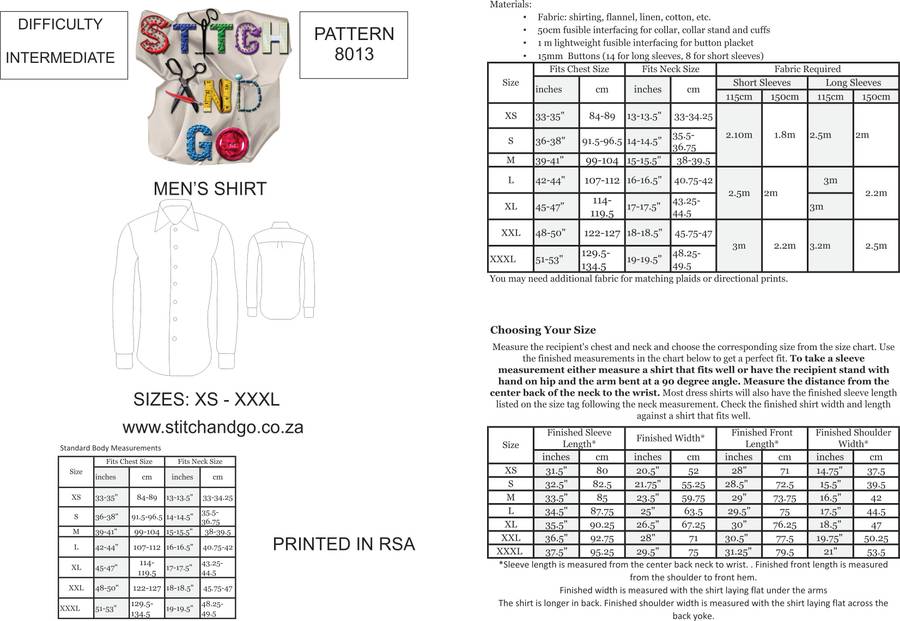 8013 Men's Button Up Shirt (Standard Printed Version) - Standard Pattern