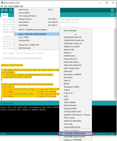 Larduino board selection