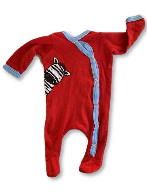 Newborn Red Babygrow with Zebra Print - Unknown Brand