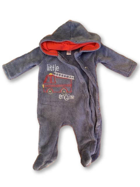 3-6 Months Long Sleeve Embroidered Blue Fluffy Bodysuit /Onesie - Ackermans