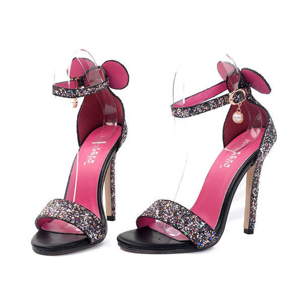 Elegant Sequined Stiletto Sandals - 35 - 40 / Black