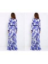 Surplice Floral Long Sleeve Floor Length Gown - XXL