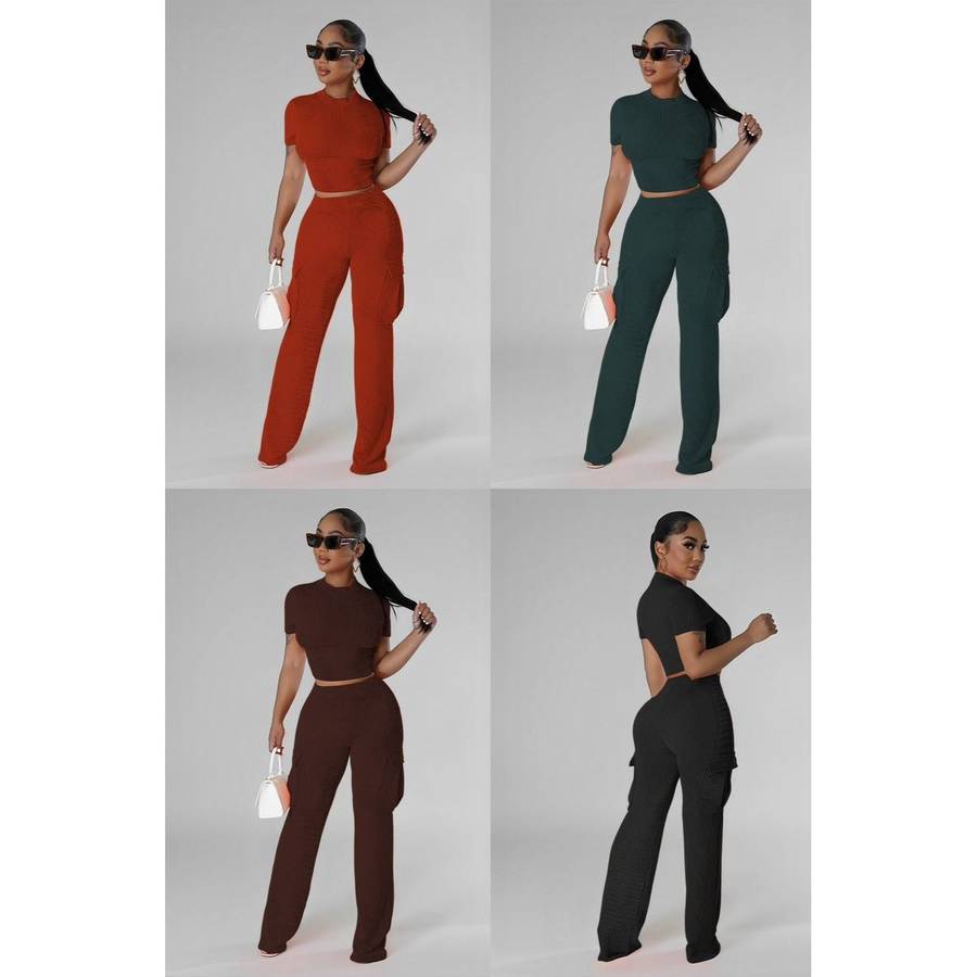 Sexy Knitted Round Neck Top and Pant Set