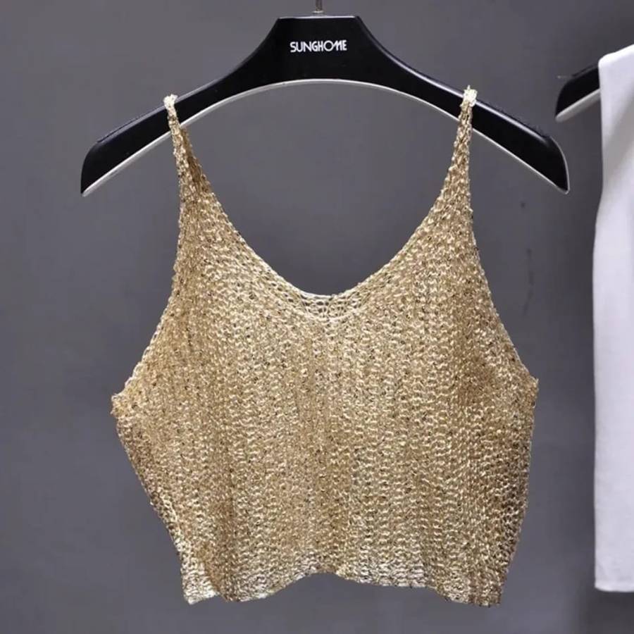 Half Sequin Crop Top
