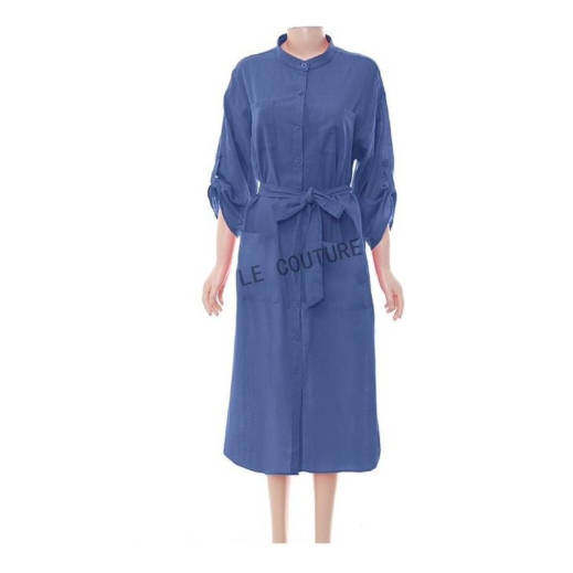 Turtleneck Buttoned Midi Dress