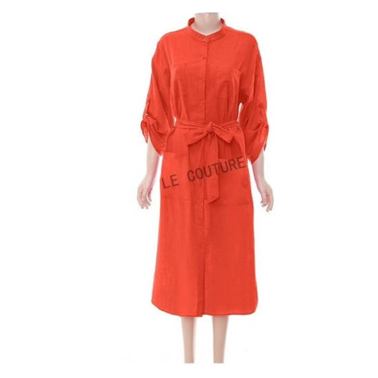 Turtleneck Buttoned Midi Dress