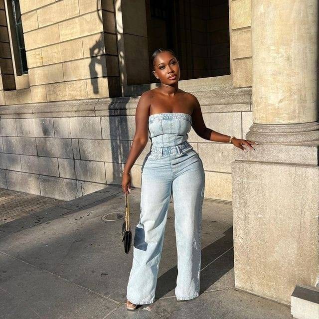 Denim Off Shoulder Jumpsuit
