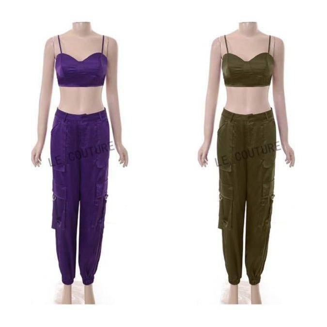 Casual Solid Color Top and Pant Set