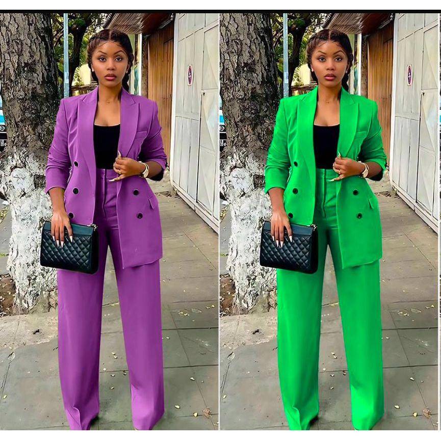 Long Sleeve Blazer and Pants 2 Piece Outfits.