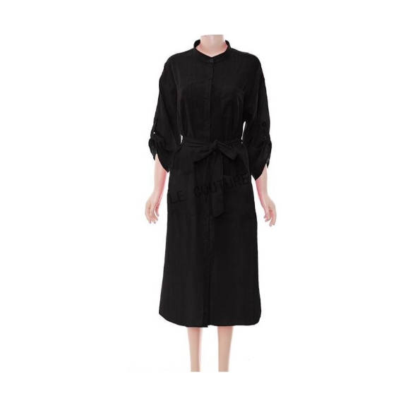 Turtleneck Buttoned Midi Dress