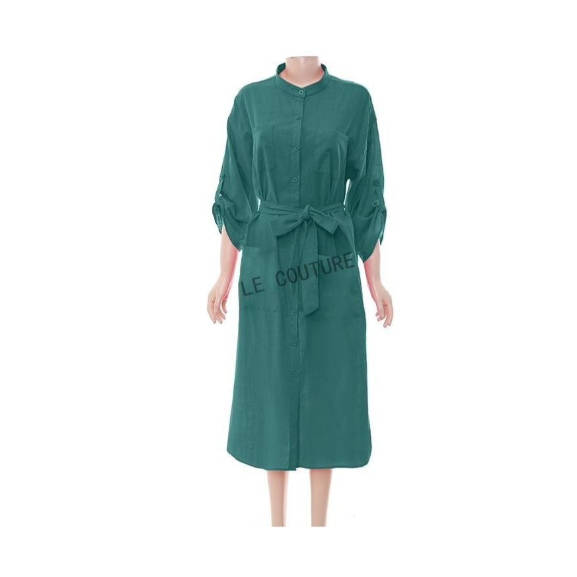Turtleneck Buttoned Midi Dress