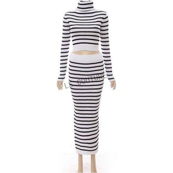 Striped Crop Top & Skirt Set