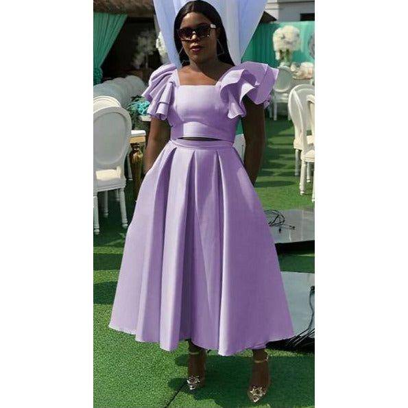 Short Sleeve Ruffle Top & Skirt Set