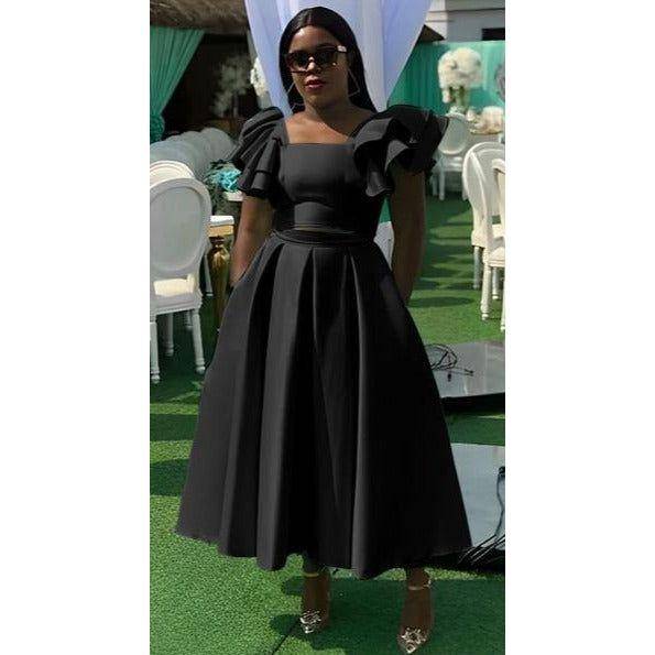 Short Sleeve Ruffle Top & Skirt Set