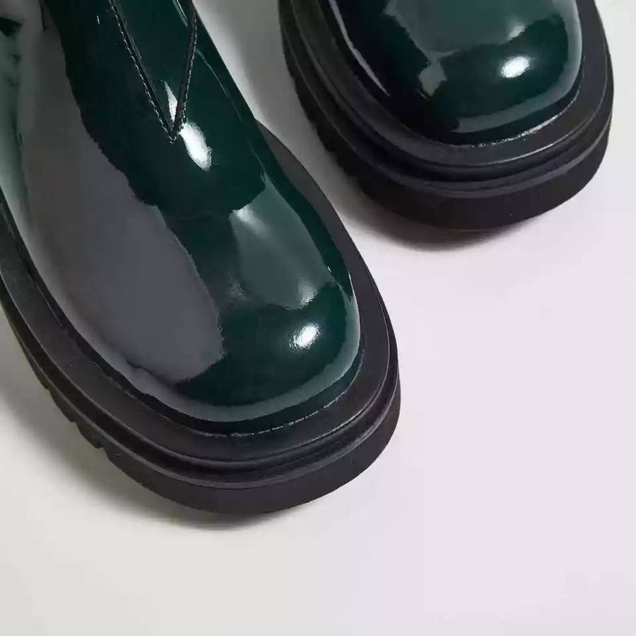 Strong Leather Platform Flat Short Boots