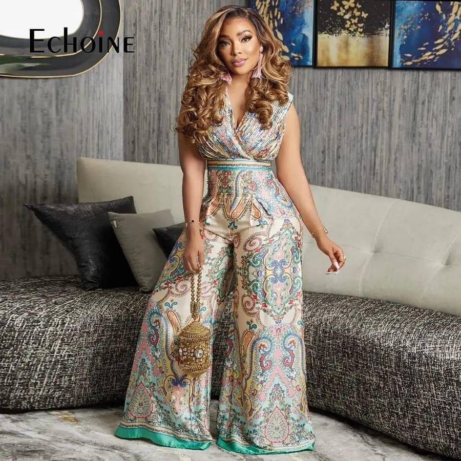 V-Neck Wide Leg Jumpsuit