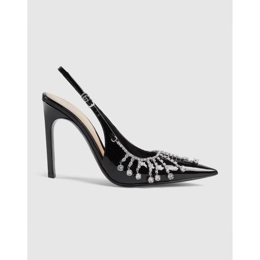 Diamond Embellishment Stiletto Pointed-Toe Shoes.