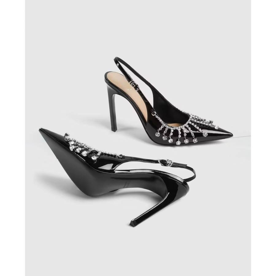 Diamond Embellishment Stiletto Pointed-Toe Shoes.