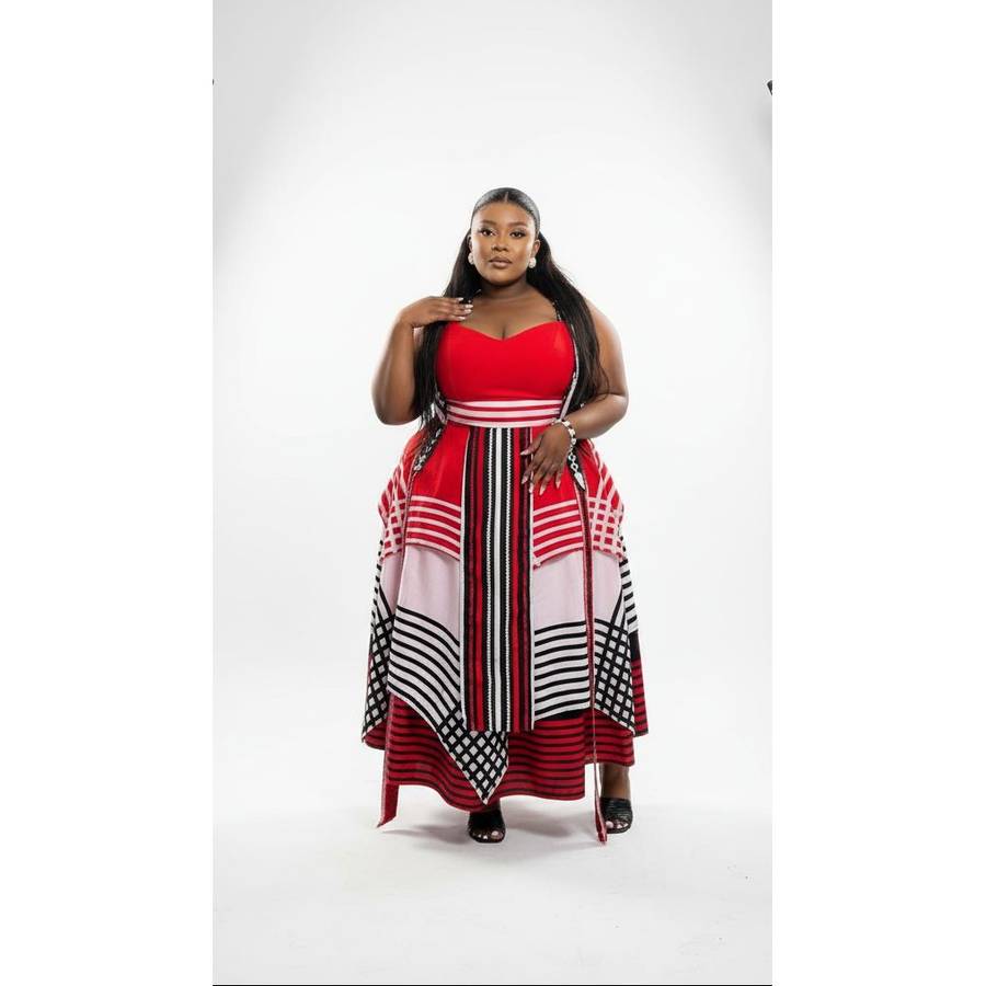 Multi-Color Knotted shoulder African Print Dress