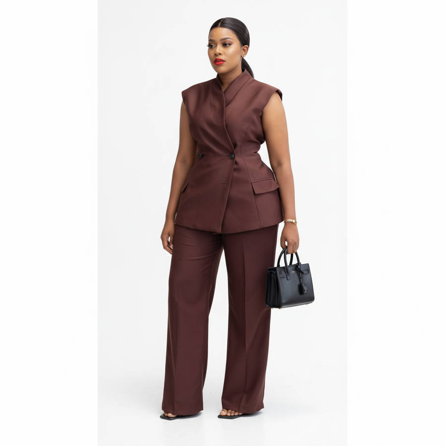 Sleeveless Top and Wide Leg Long Pants 2 Piece Set