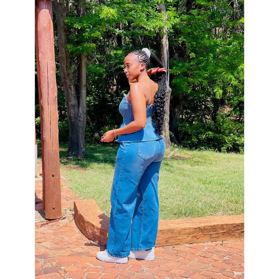 Denim Tube Tops Wide Leg Strapless Pant Sets.